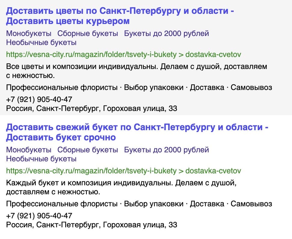 Campaign performance statistics for Vesna Yandex.Direct engagement