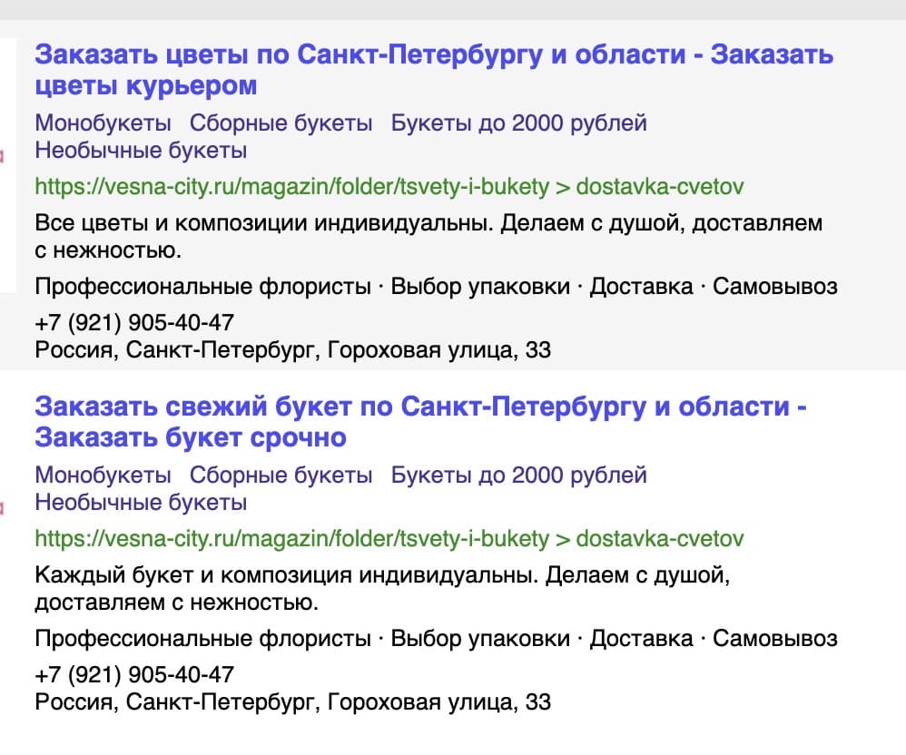 Traffic and conversion results chart from Vesna Yandex.Direct campaign