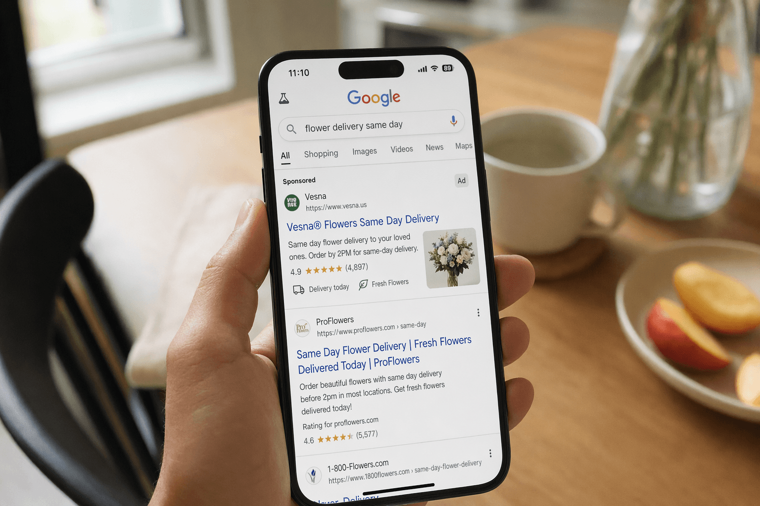 Vesna creative — four Yandex display ad mockups (floral delivery)